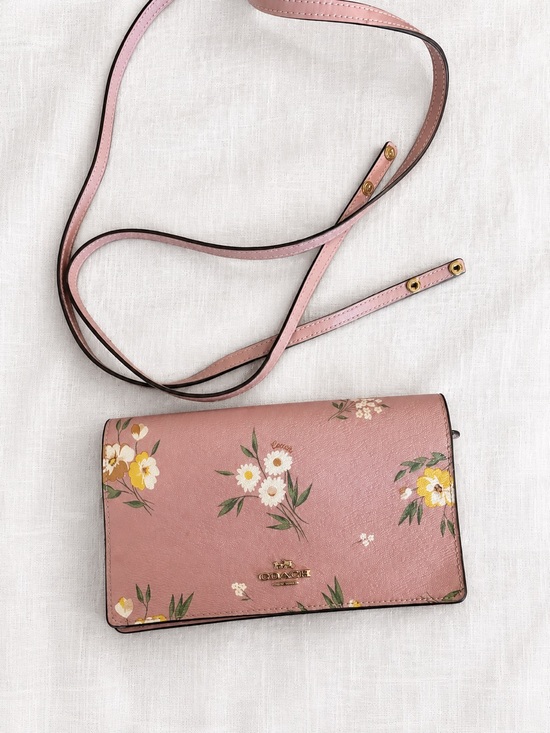 Coach Handbags - Coach Pink Floral Crossbody Wallet